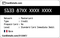 Card Details: 513387