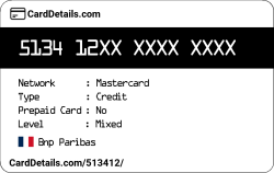Card Details: 513412