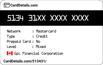 Card Details: 513431