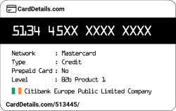 Card Details: 513445