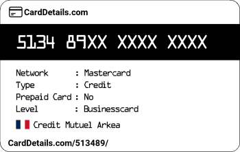 Card Details: 513489