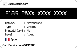 Card Details: 513528