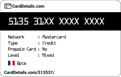 Card Details: 513531