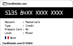 Card Details: 513584