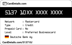 Card Details: 513710