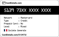 Card Details: 513973