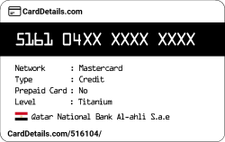 Card Details: 516104