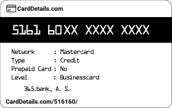 Card Details: 516160
