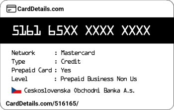 Card Details: 516165