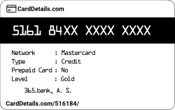 Card Details: 516184