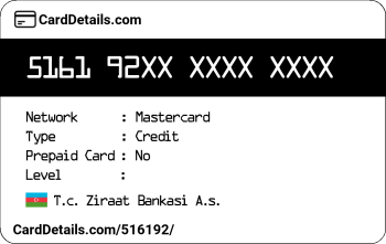 Card Details: 516192