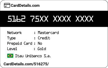 Card Details: 516275