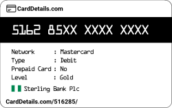 Card Details: 516285