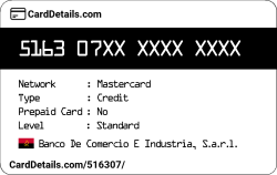 Card Details: 516307