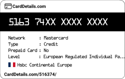 Card Details: 516374