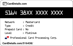 Card Details: 516438