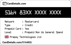 Card Details: 516483
