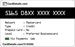 Card Details: 516508