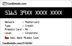 Card Details: 516539