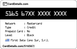 Card Details: 516567