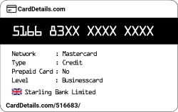 Card Details: 516683