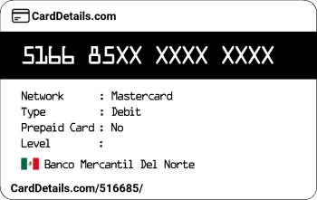Card Details: 516685