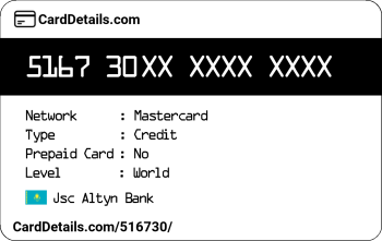 Card Details: 516730