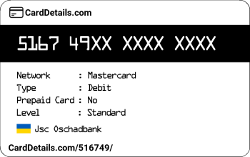 Card Details: 516749