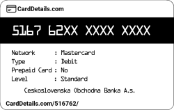 Card Details: 516762