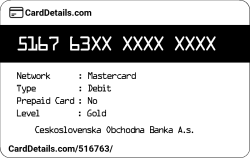Card Details: 516763