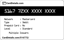 Card Details: 516772