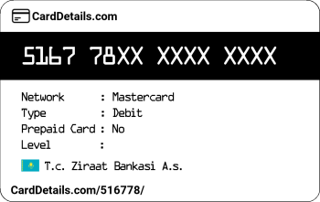 Card Details: 516778
