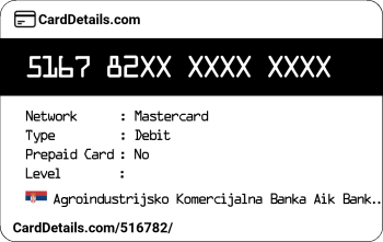 Card Details: 516782