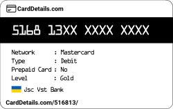 Card Details: 516813