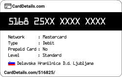 Card Details: 516825