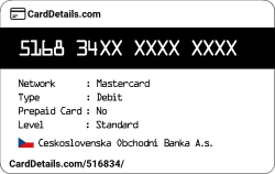 Card Details: 516834