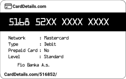 Card Details: 516852
