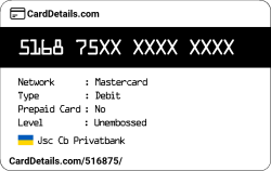 Card Details: 516875