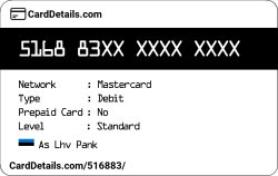 Card Details: 516883