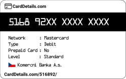 Card Details: 516892