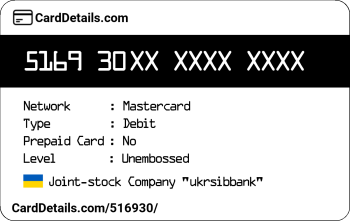 Card Details: 516930