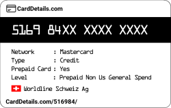 Card Details: 516984