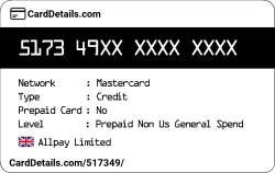 Card Details: 517349