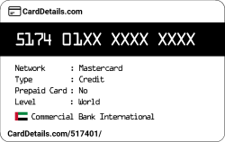 Card Details: 517401