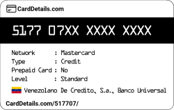 Card Details: 517707