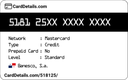 Card Details: 518125