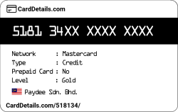 Card Details: 518134