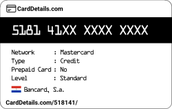 Card Details: 518141