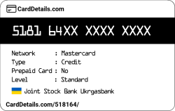 Card Details: 518164