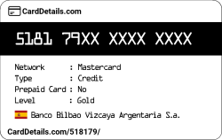 Card Details: 518179